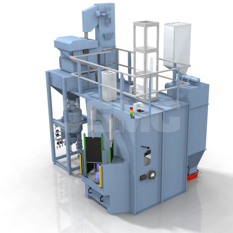 Rotary index shot peening machine